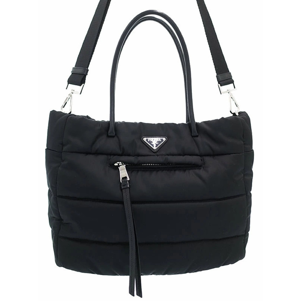 Prada Tessuto Bomber Quilted Tote Shoulder Bag Black